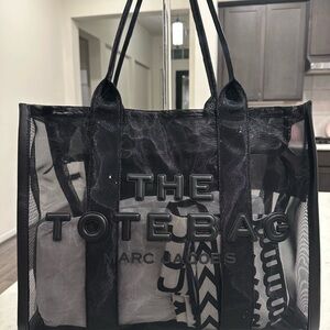 Marc Jacobs Black Transparent Mesh Tote with Raised Logo